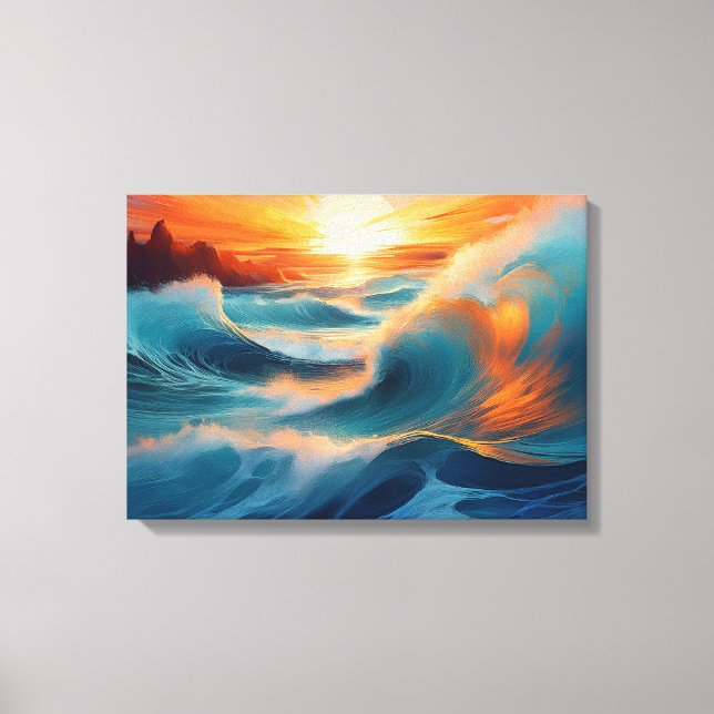 Serene Ocean Waves at Sunrise Canvas Print (Front)
