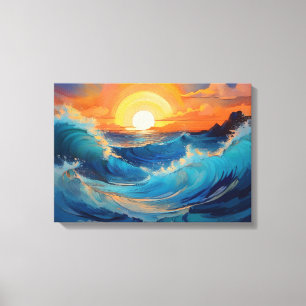 Serene Ocean Waves at Sunrise Canvas Print