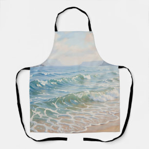 Serene Ocean Waves Crashing Sandy Beach Coastal  Apron