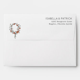 Serene Orange Floral Wreath Envelope