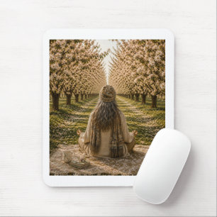 Serene Orchard Sticky Notes Romantic Botanical Mouse Pad