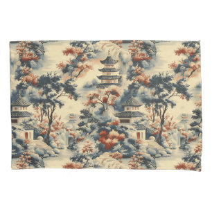 Serene Pagodas in a Mountainous Landscape Pillowcase