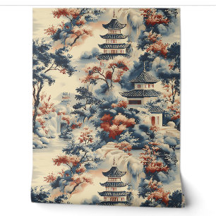 Serene Pagodas in a Mountainous Landscape Wallpaper