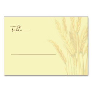 Serene Pale Yellow Rustic Wheat Illustration Table Number