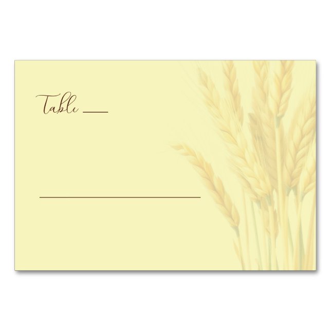 Serene Pale Yellow Watercolor Wheat Table Number (Front)