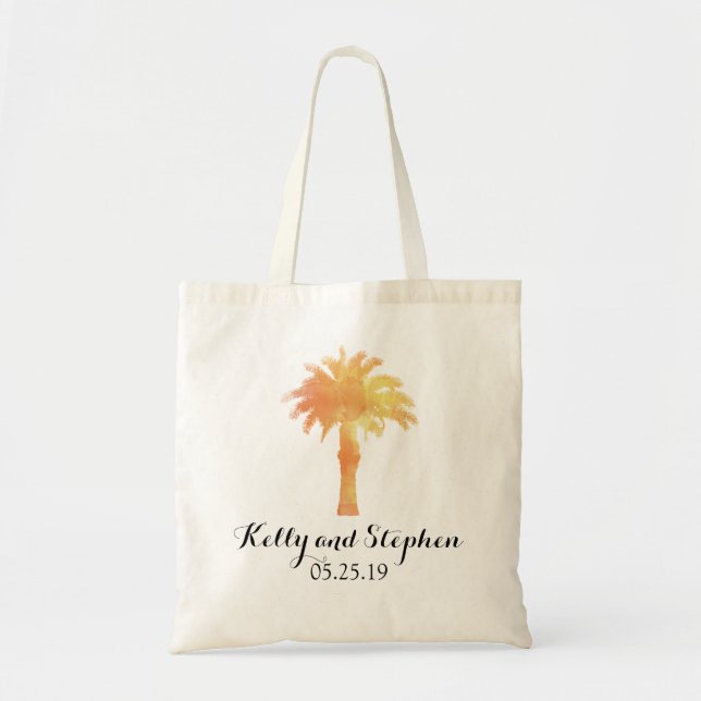Serene Palm Tree Watercolor | Wedding Guest Bag (Front)