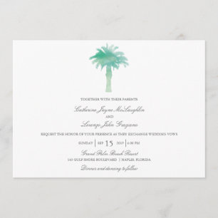 Serene Palm Tree Watercolor    Wedding Invitation