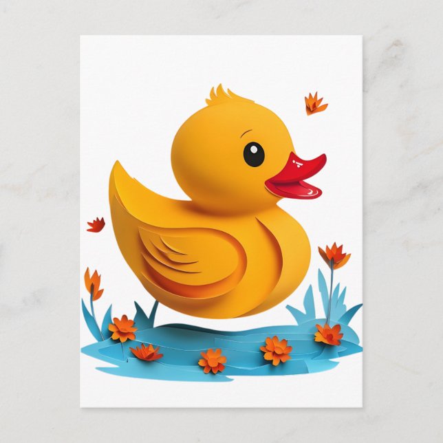 Serene Papercut Rubber Duck Postcard (Front)