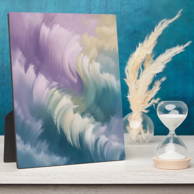 Serene Pastel Abstract Wave Dreamy Art Plaque (Side)