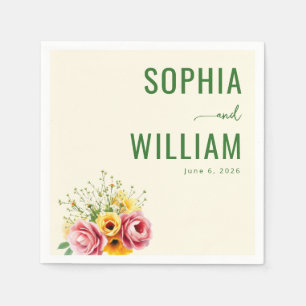 Serene Pastel Floral Bouquet Napkin