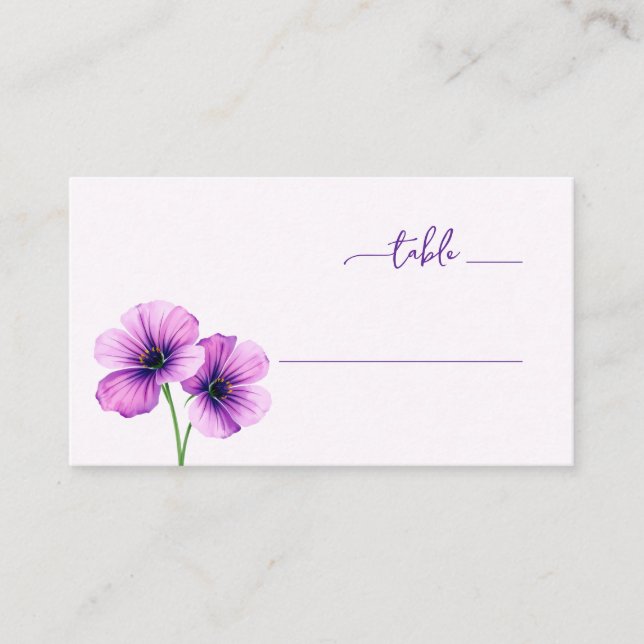 Serene Pastel Floral Watercolor Place Card (Front)