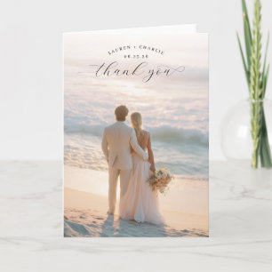 Serene Pastel Minimalist Photo Thank You Card