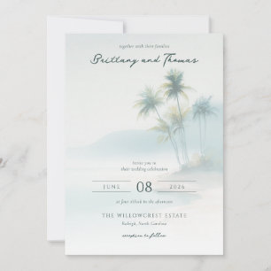 Serene Pastel Palm Trees Invitation