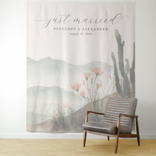 Serene Pastel Watercolor Desert Landscape Tapestry
