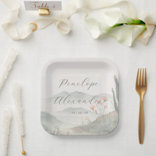 Serene Pastel Watercolor Landscape Paper Plate