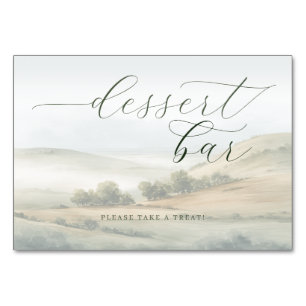 Serene Pastel Watercolor Landscape Table Number
