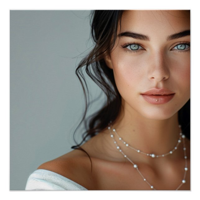 Serene Pearl Radiance Digital Portrait Poster (Front)