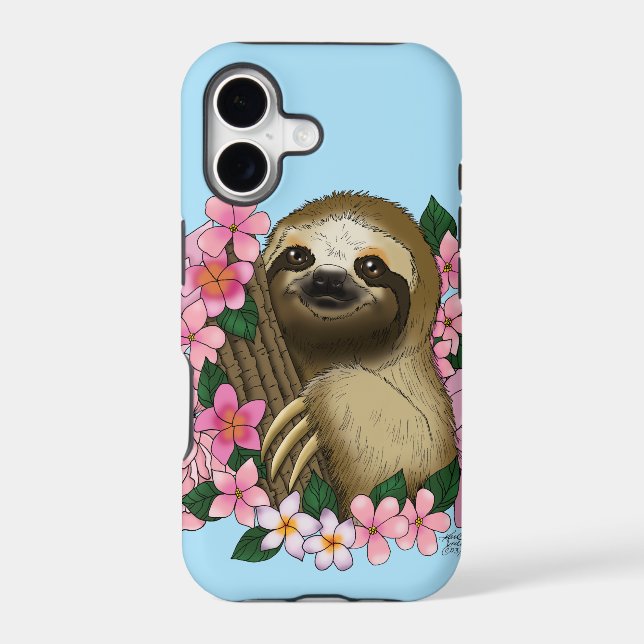 Serene Pink Lighthearted Sloth Floral (Back)