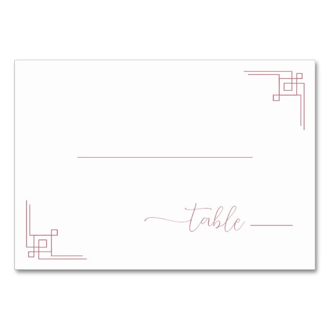 Serene Pink Minimalist Geometric Table Number (Front)