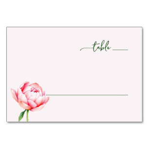Serene Pink Peony Table Number