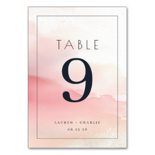 Serene Pink Watercolor Table Number