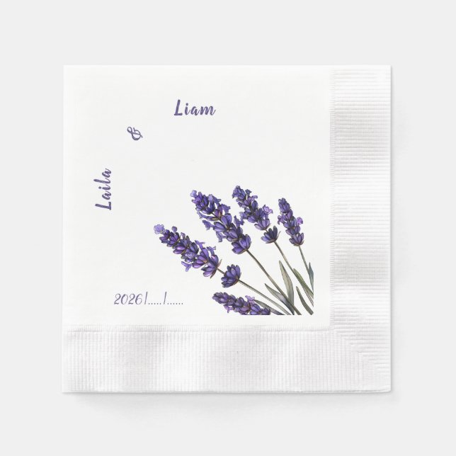 Serene Provence Lavender Floral Wedding Napkin (Front)