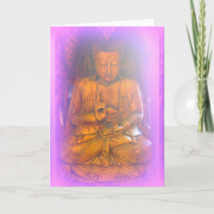 Serene purple aura buddha greeting card