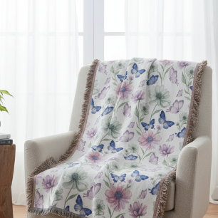 Serene Purple Butterfly Mindfulness Garden Throw Blanket
