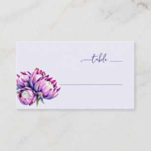 Serene Purple Watercolor Protea Place Card