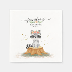 Serene Raccoon Forest Baby Party Napkin
