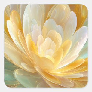 Serene Radiance of Golden and Aqua Petal Layers Square Sticker
