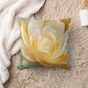 Serene Radiance of Golden and Aqua Petal Layers Throw Pillow