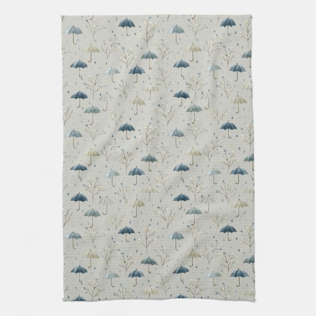 Serene Rain Garden Floral Pattern (11) Kitchen Towel (Vertical)