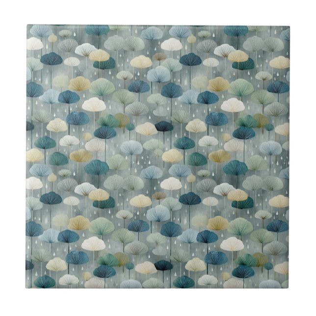 Serene Rain Garden Floral Pattern (1) Tile (Front)