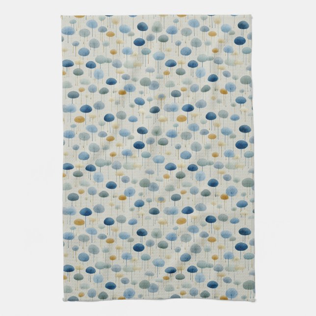 Serene Rain Garden Floral Pattern (2) Kitchen Towel (Vertical)