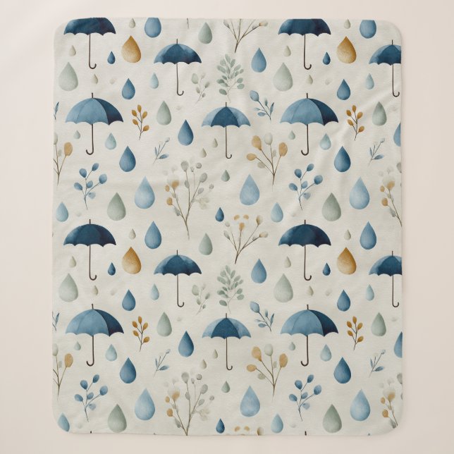 Serene Rain Garden Floral Pattern (3) Sherpa Blanket (Front)