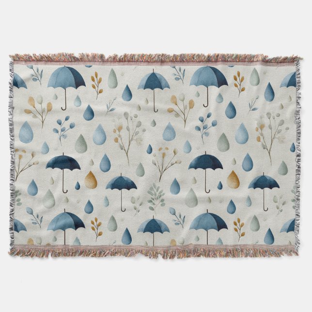 Serene Rain Garden Floral Pattern (3) Throw Blanket (Front)