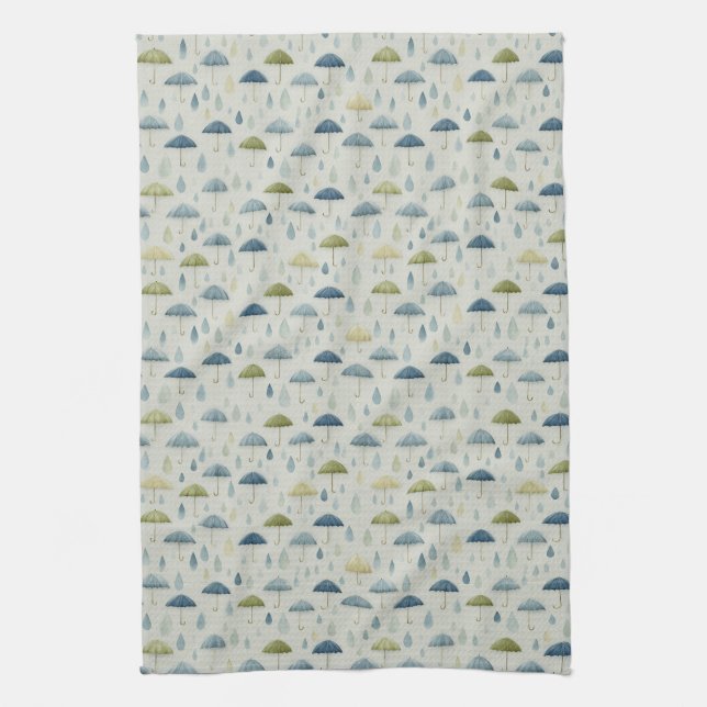 Serene Rain Garden Floral Pattern (4) Kitchen Towel (Vertical)