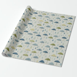 Serene Rain Garden Floral Pattern (4) Wrapping Paper