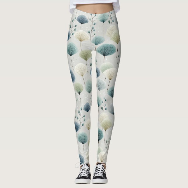 Serene Rain Garden Floral Pattern (5) Leggings (Front)