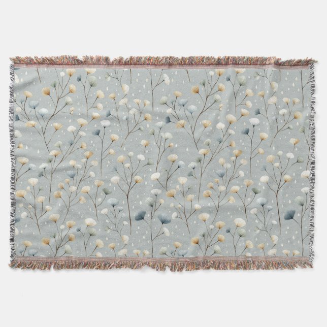 Serene Rain Garden Floral Pattern (7) Throw Blanket (Front)