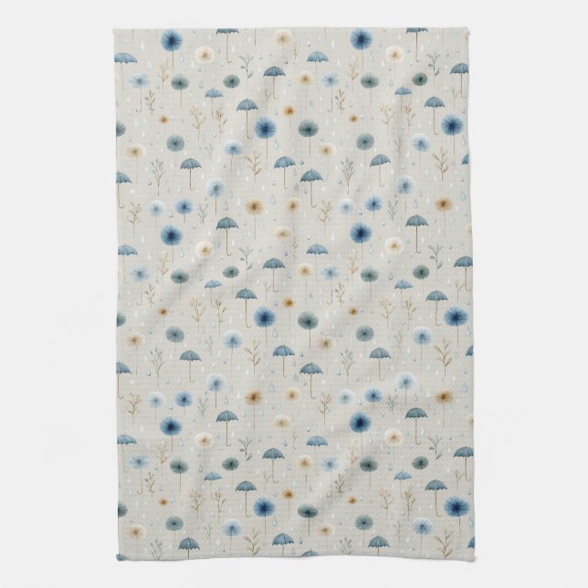 Serene Rain Garden Floral Pattern (8) Kitchen Towel (Vertical)