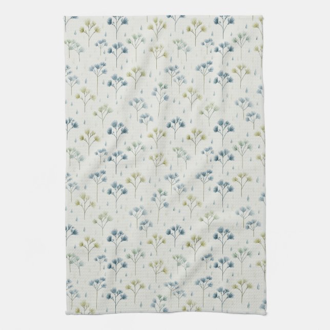 Serene Rain Garden Floral Pattern (9) Kitchen Towel (Vertical)