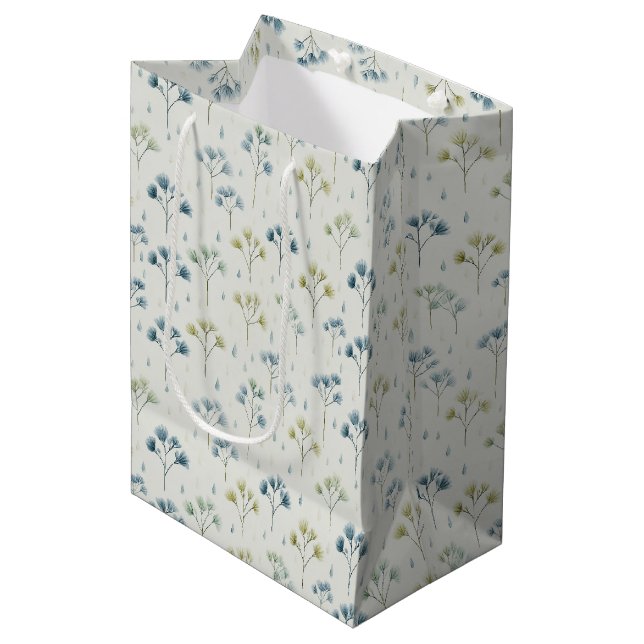 Serene Rain Garden Floral Pattern (9) Medium Gift Bag (Front Angled)