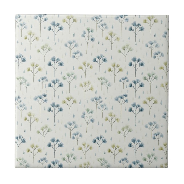 Serene Rain Garden Floral Pattern (9) Tile (Front)