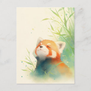 Serene Red Panda in Sunny Bamboo Forest Postcard