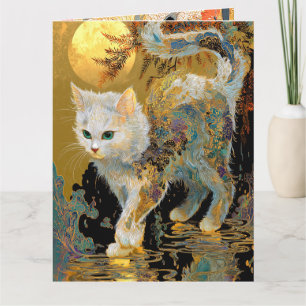Serene Rinpa Cat Japanese Gold Zen Card