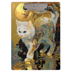 Serene Rinpa Cat   Japanese Gold Zen Clipboard