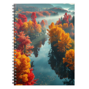 Serene River Shore Reflection Nature Art  Notebook
