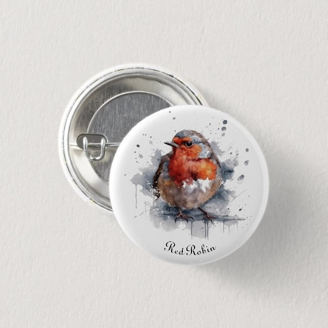 Serene Robin, custom 1 Inch Round Button (Front & Back)